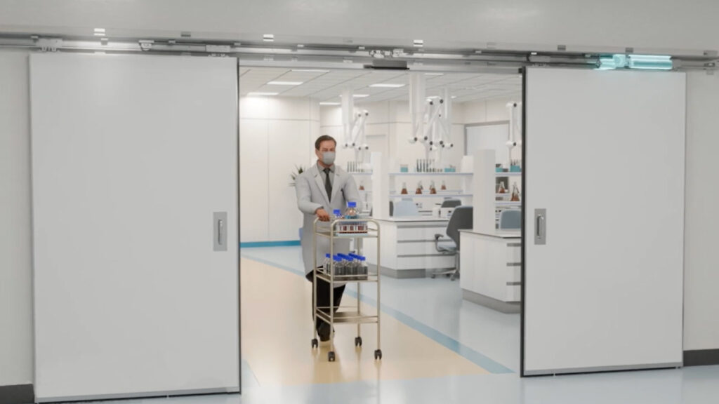 Sliding double doors with mobile cart