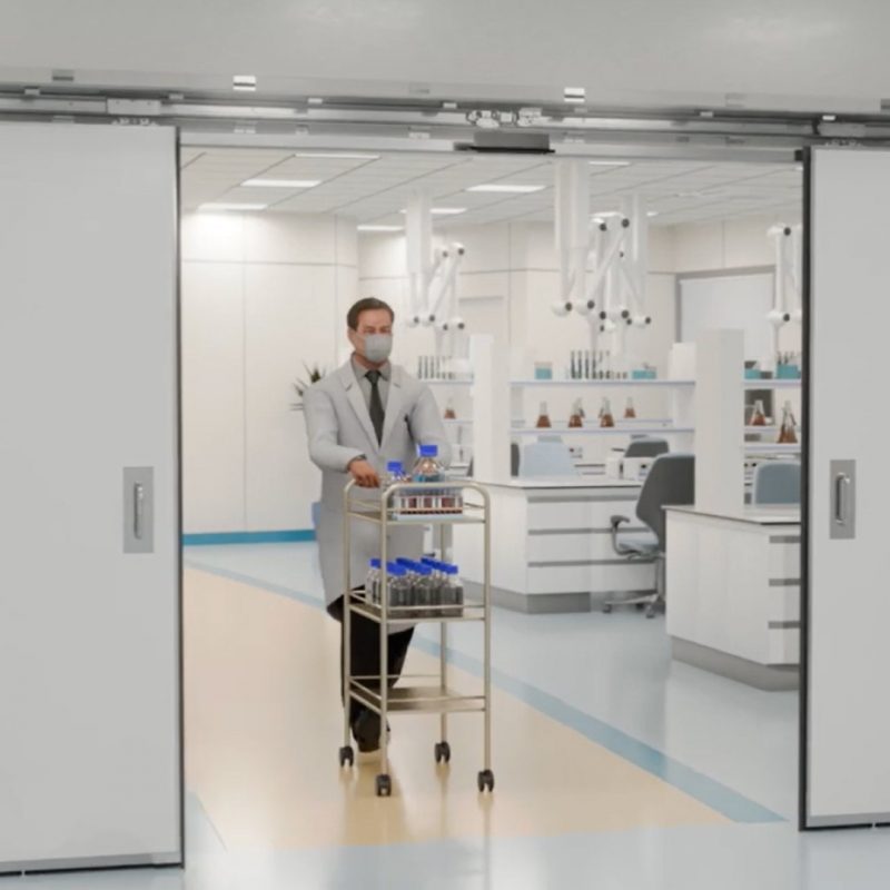 Sliding double doors with mobile cart